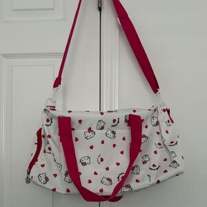 Hello Kitty Duffle Bag - White/ Hot pink